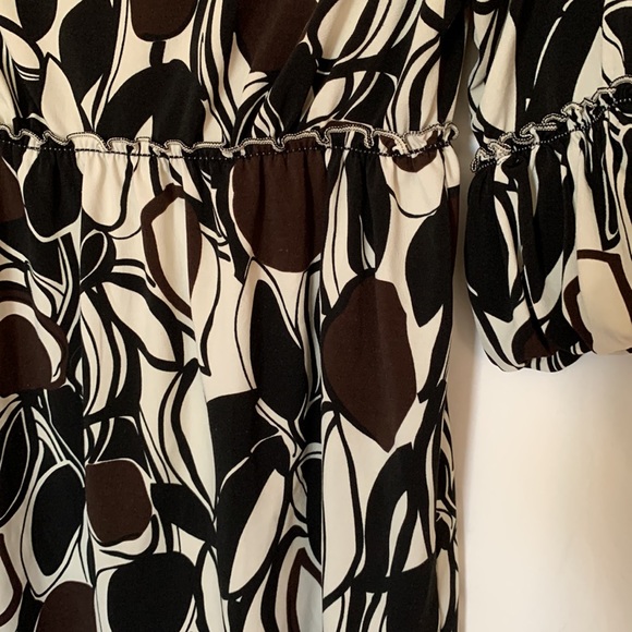 Studio M black brown cream print 3/4 sleeve blouse - Picture 10 of 10